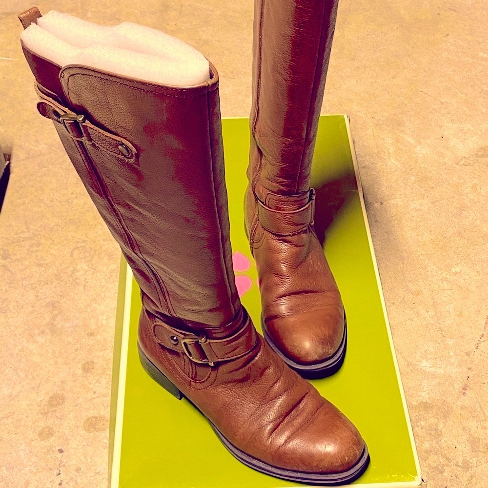 Y2K Naturalizer Brown Jersey Leather Boots Size 6.5